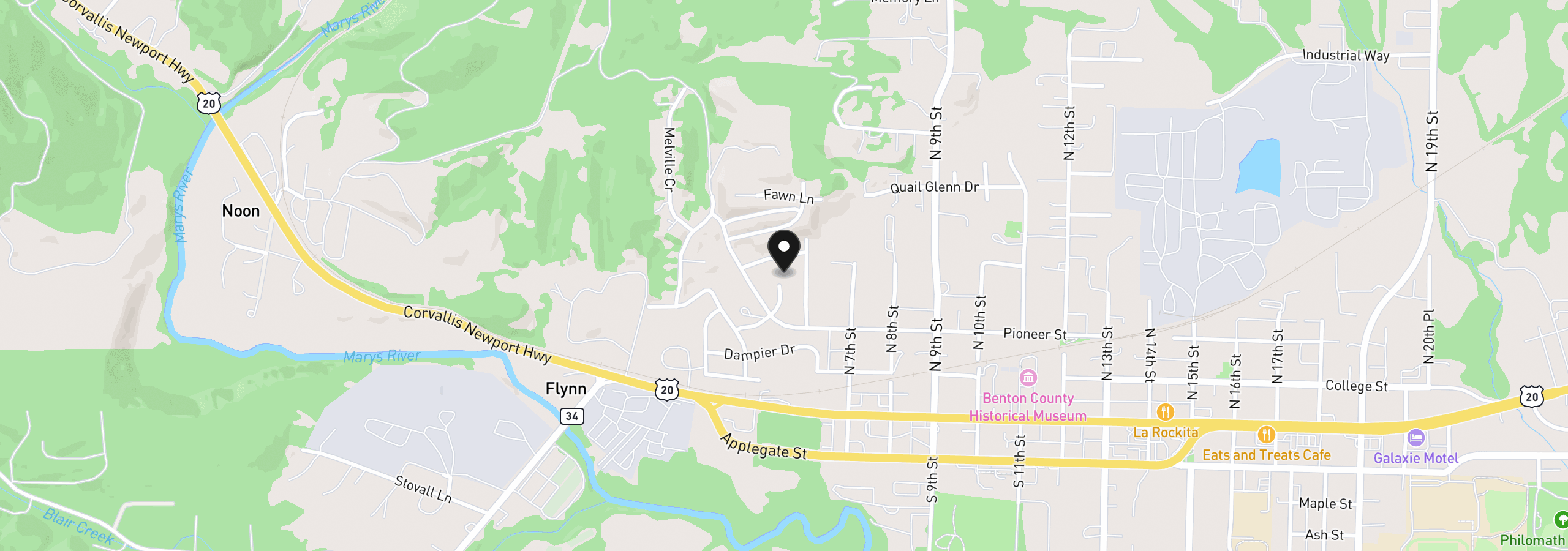 Map showing the location of 309 Tasman Pl, Philomath, OR 97370