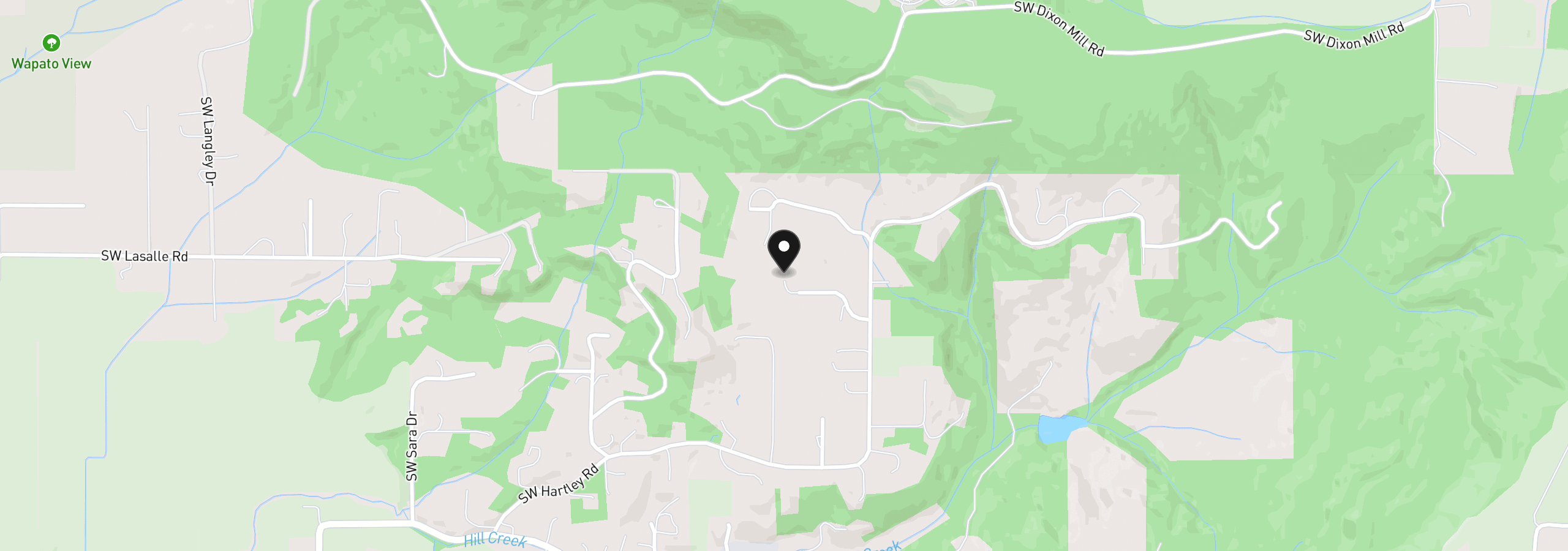 Map showing the location of 38535 SW Royjean Ln, Gaston, OR 97119