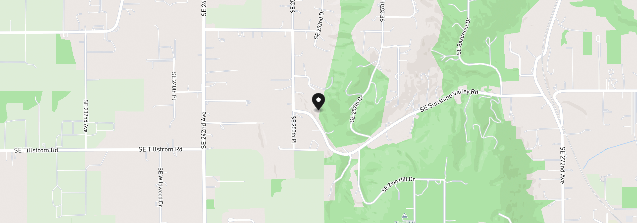 Map showing the location of 25207 SE Sunshine Valley Rd, Damascus, OR 97089