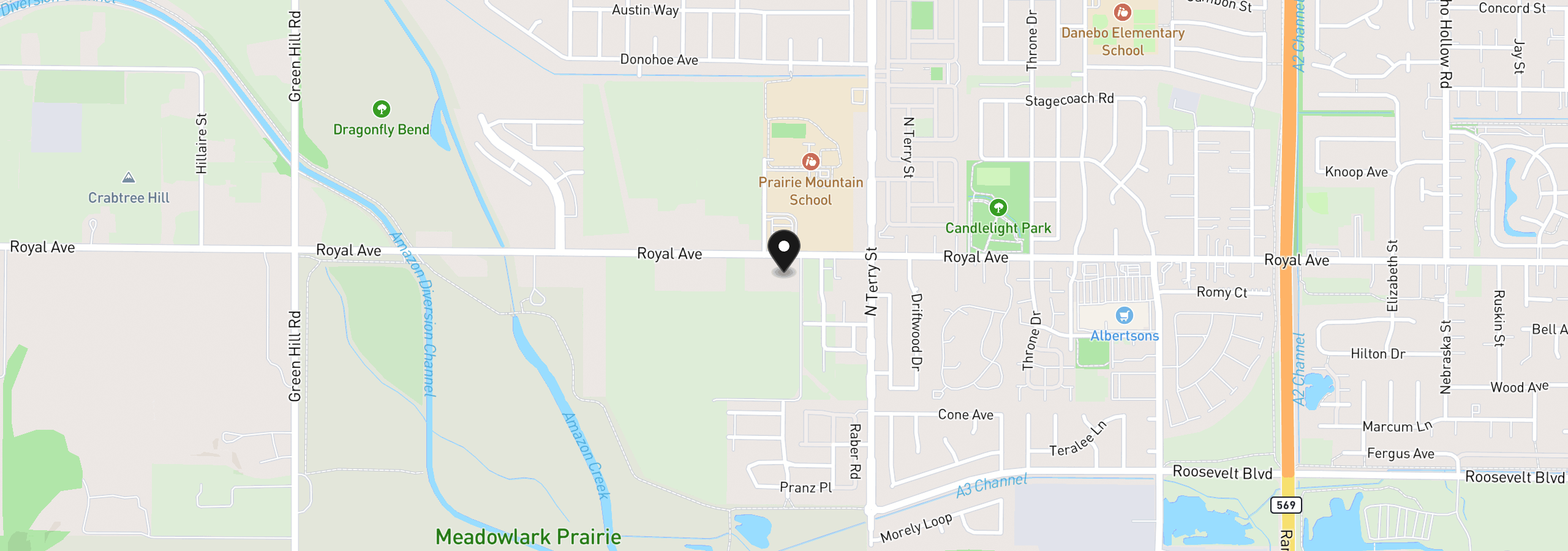 Map showing the location of 5320 Royal Ave, Eugene, OR 97402