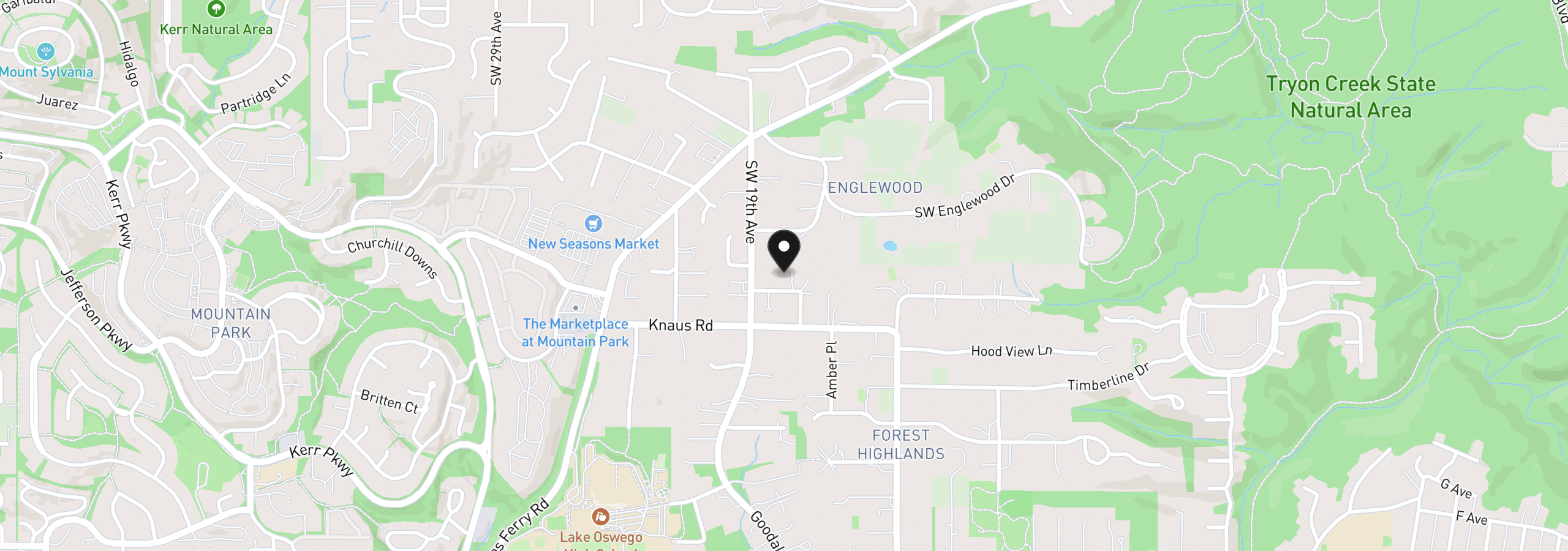 Map showing the location of 1933 Highlands Loop, Lake Oswego, OR 97034