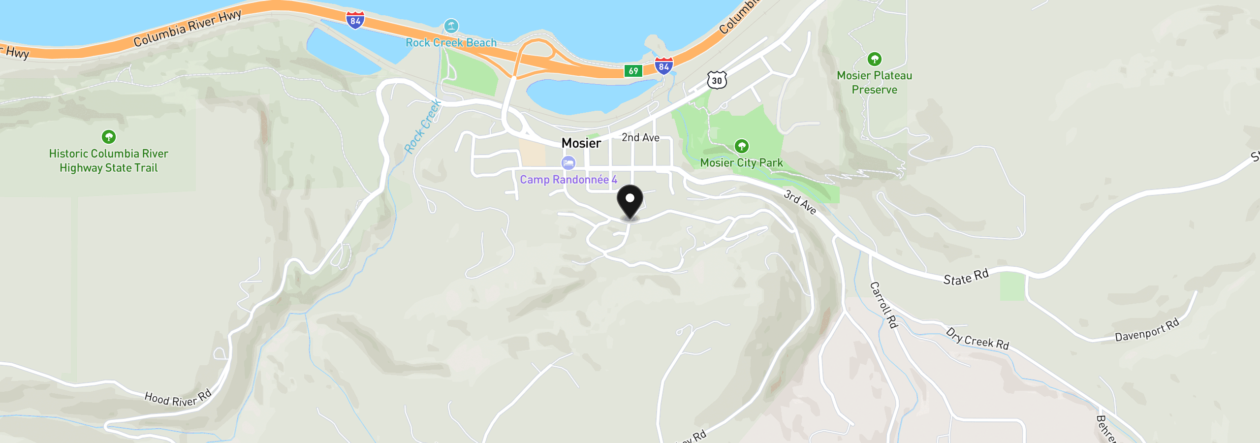 Map showing the location of 895 5th Ave, Mosier, OR 97040