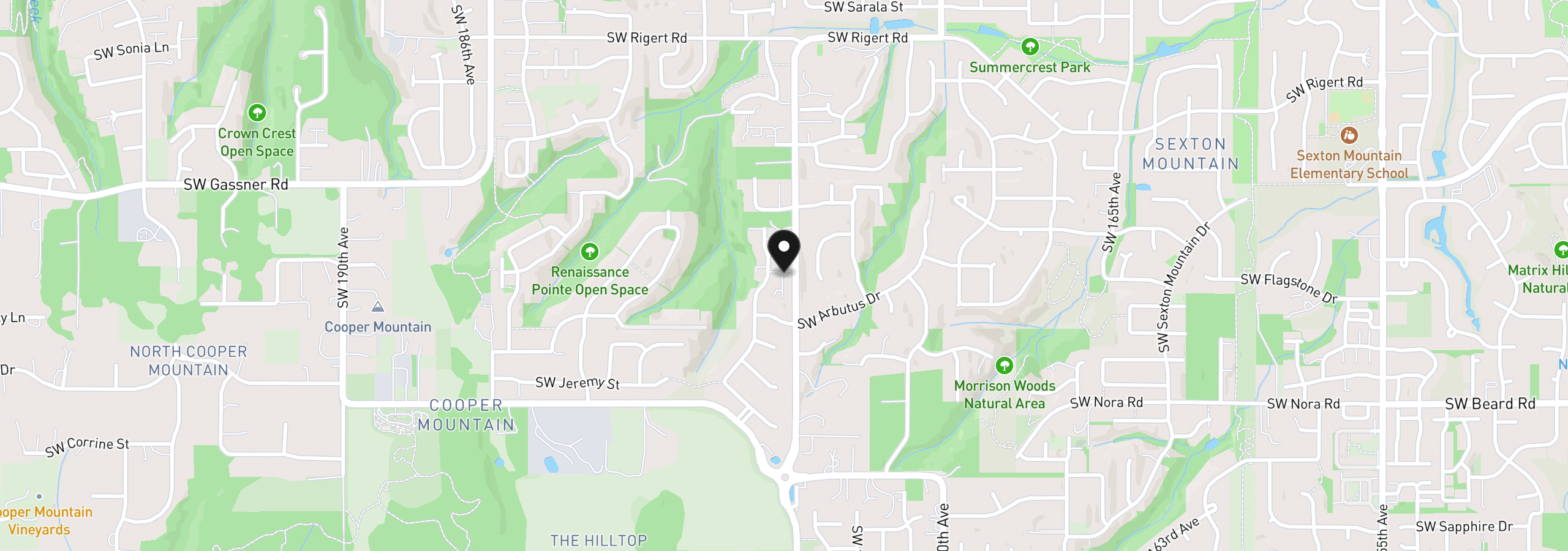 Map showing the location of 8848 SW Serenity Ter, Beaverton, OR 97007