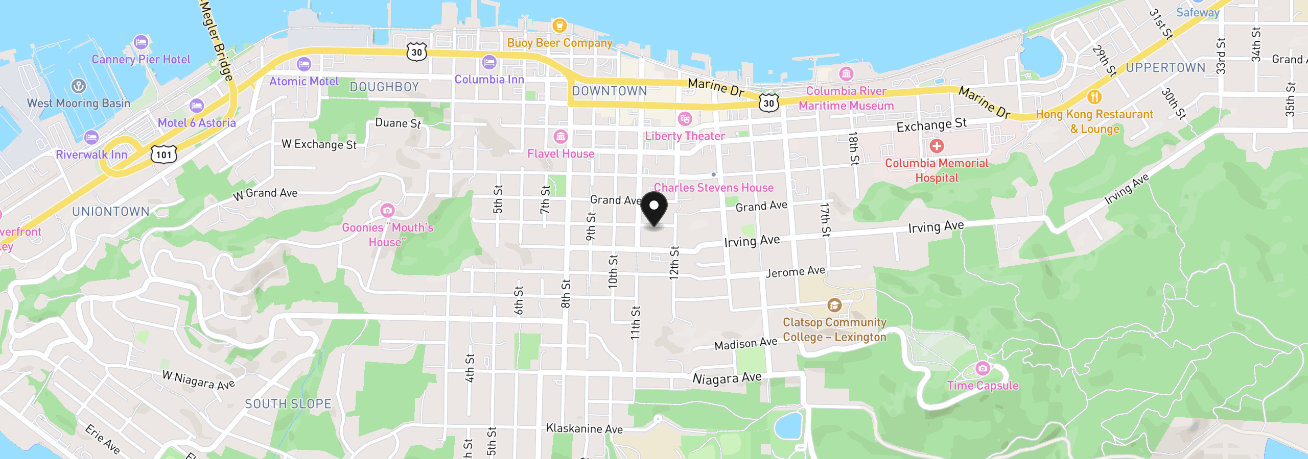 Map showing the location of 1151 Harrison Ave, Astoria, OR 97103