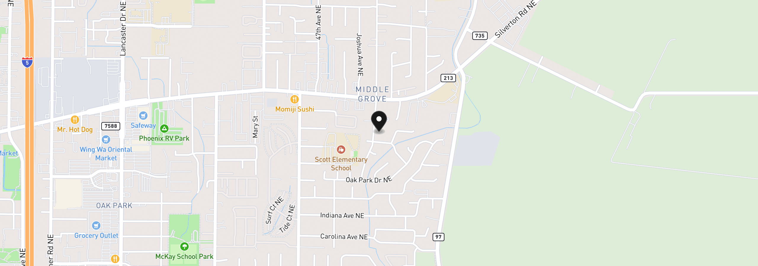 Map showing the location of 3386 48th Ave, Salem, OR 97305