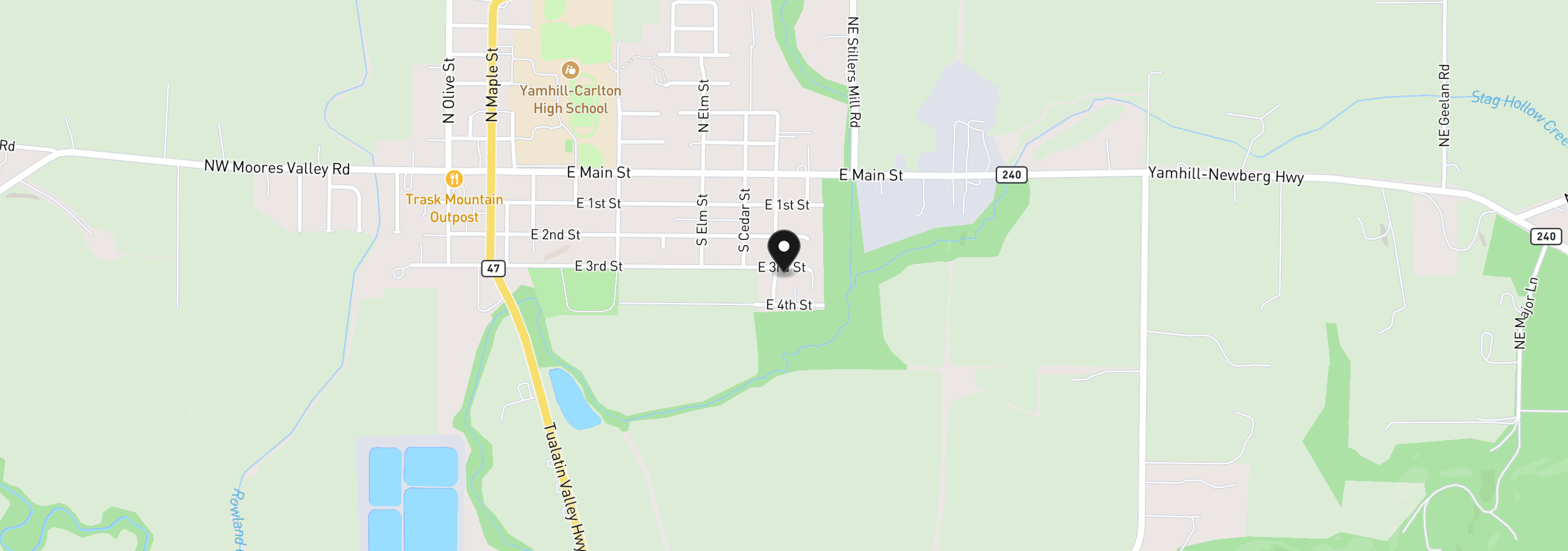 Map showing the location of 405 S Balm St, Yamhill, OR 97148