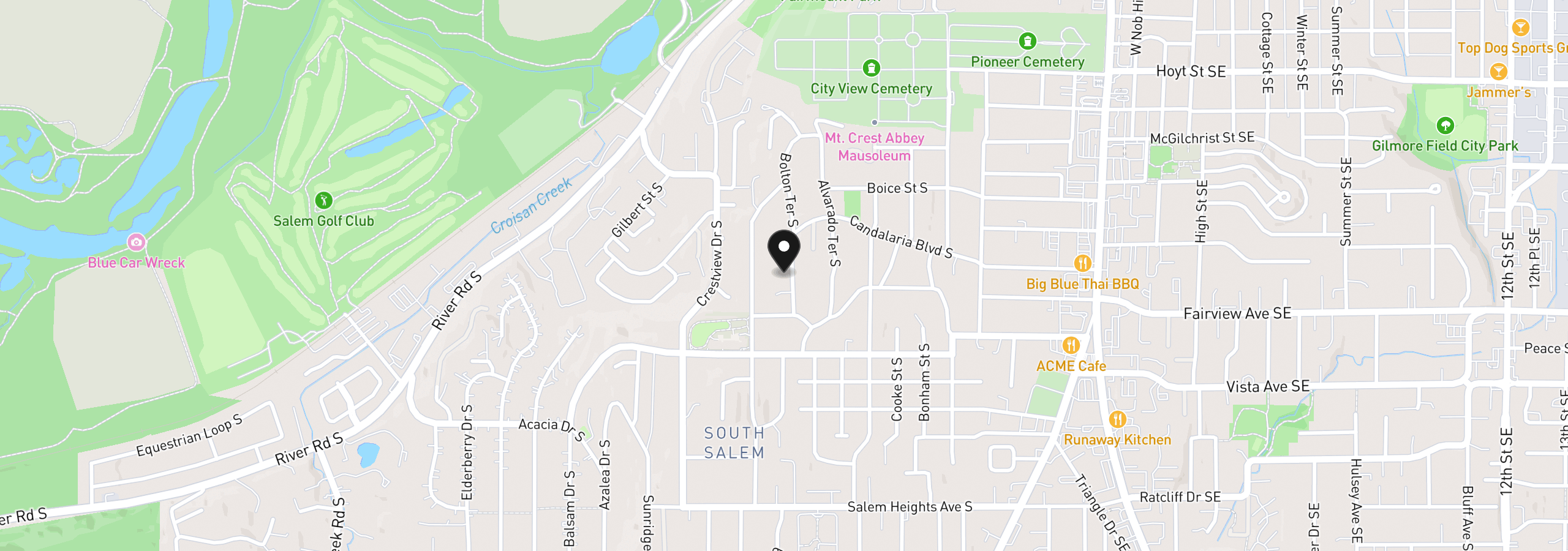 Map showing the location of 2785 Bolton Ter S, Salem, OR 97302
