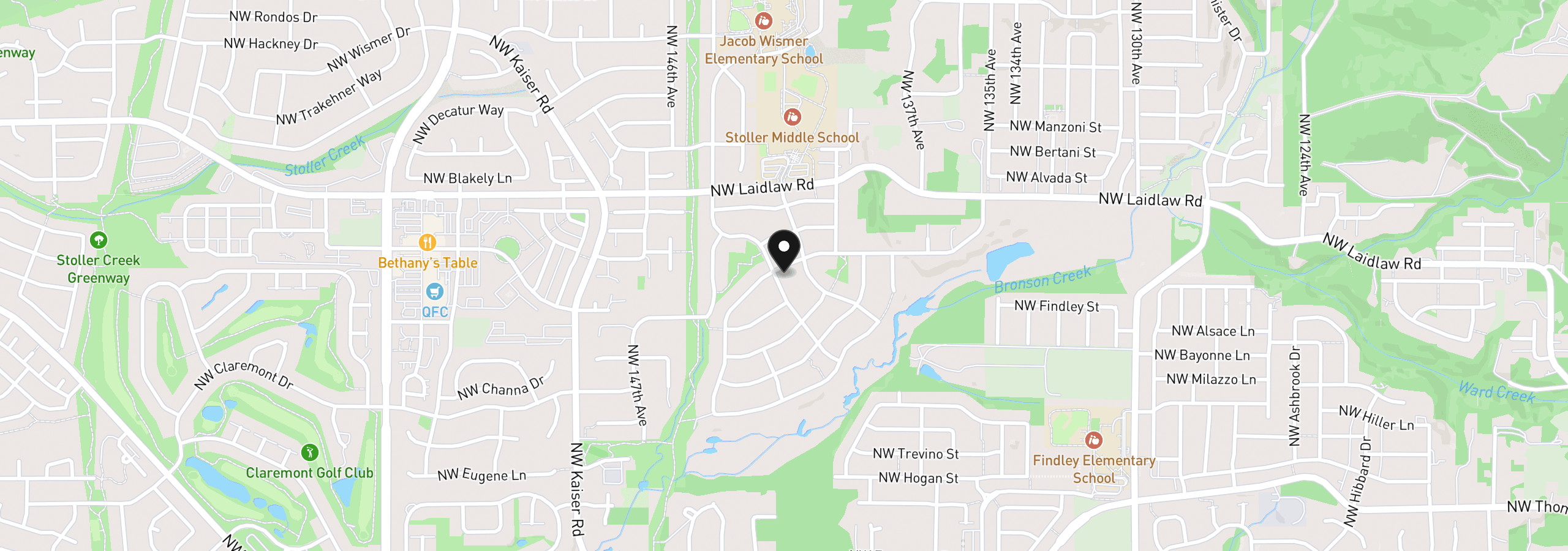 Map showing the location of 14196 NW Lakeview Dr, Portland, OR 97229