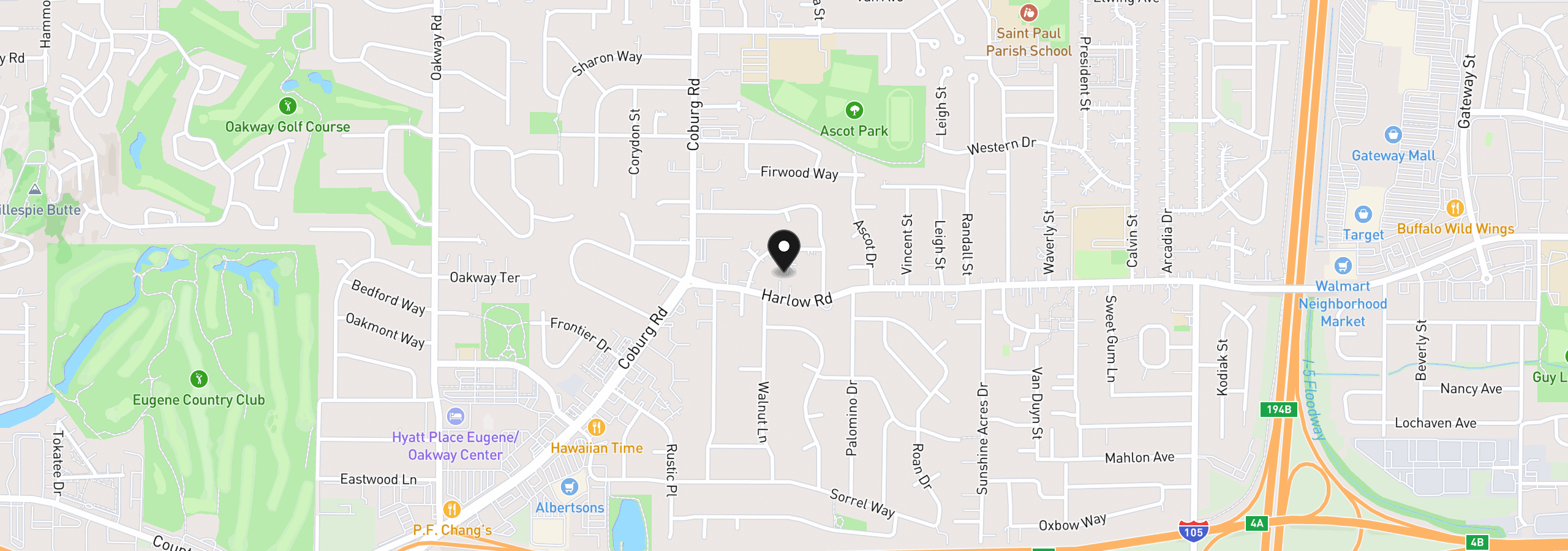 Map showing the location of 2872 Suffolk Ct, Eugene, OR 97401