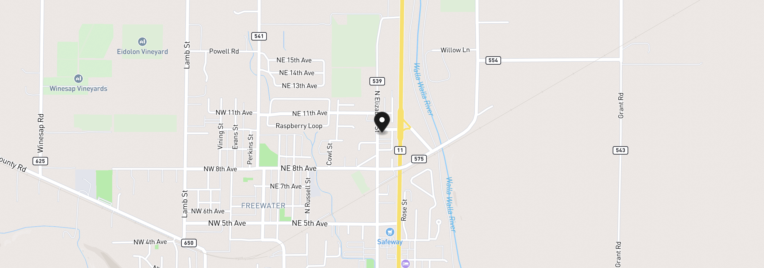 Map showing the location of 706 NE 10th Ave, Milton-Freewater, OR 97862