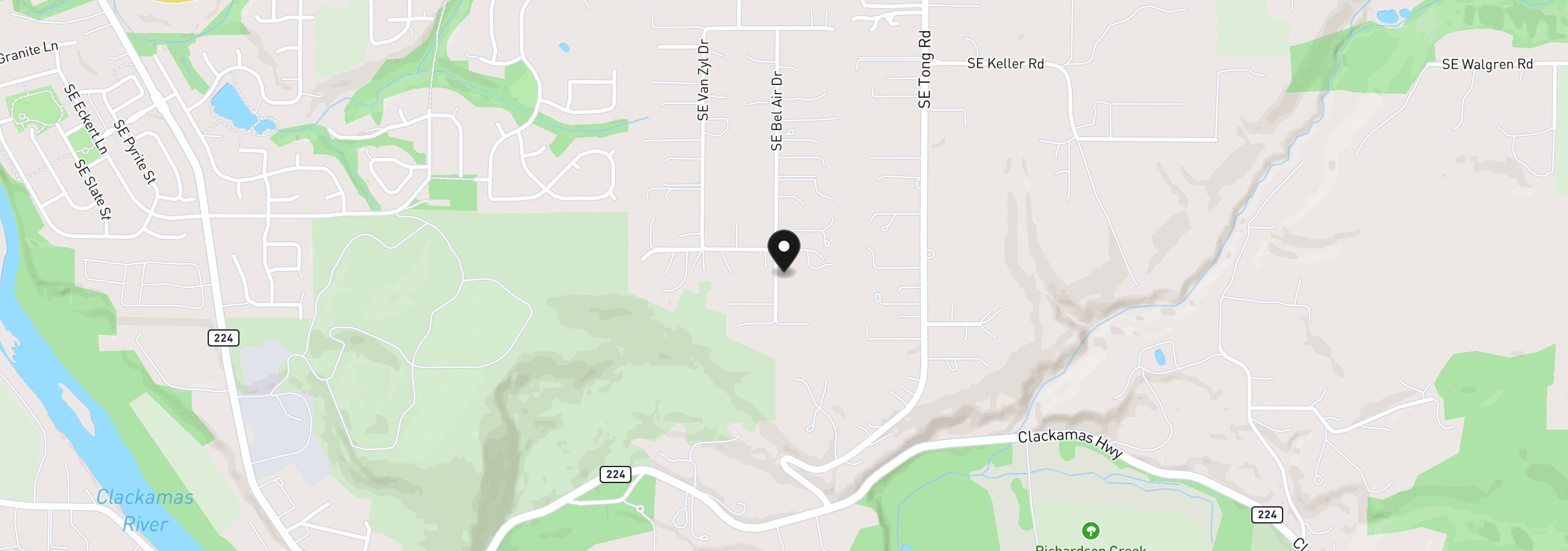 Map showing the location of 16700 SE Bel Air Dr, Damascus, OR 97089