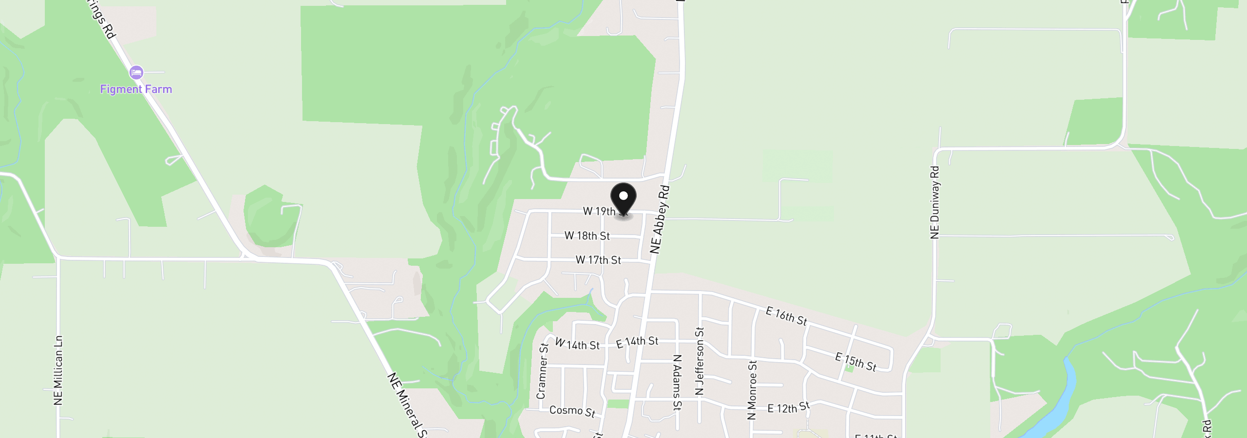 Map showing the location of 165 W 19th St, Lafayette, OR 97127