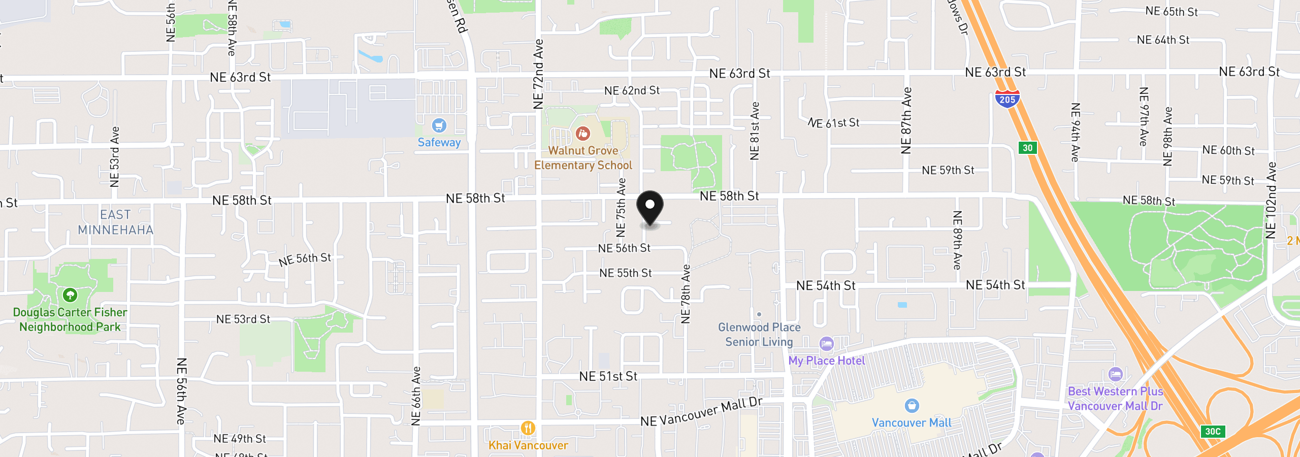 Map showing the location of 7601 NE 57th Cir, Vancouver, Wa 98662