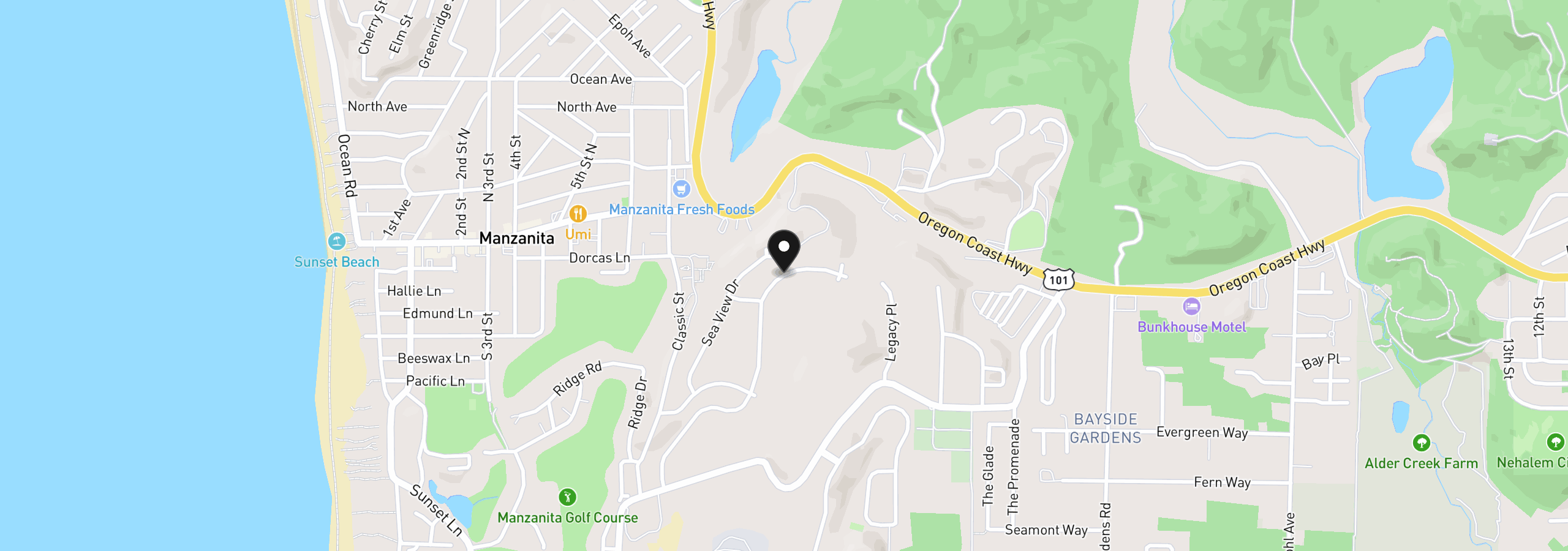 Map showing the location of 413 Meadows drive, Manzanita, OR 97130