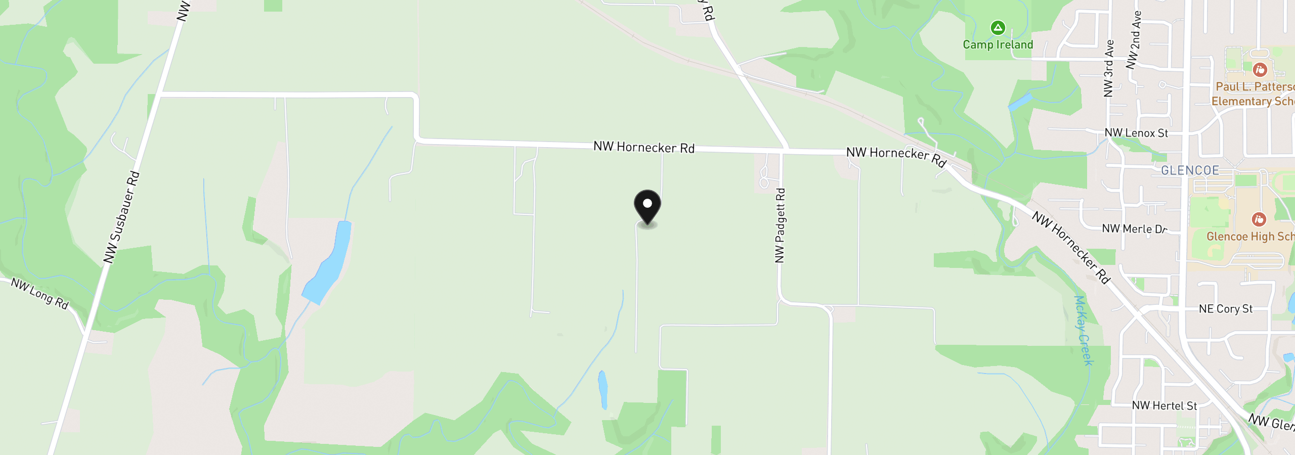 Map showing the location of 33140 NW Hornecker Rd, Hillsboro, OR 97124