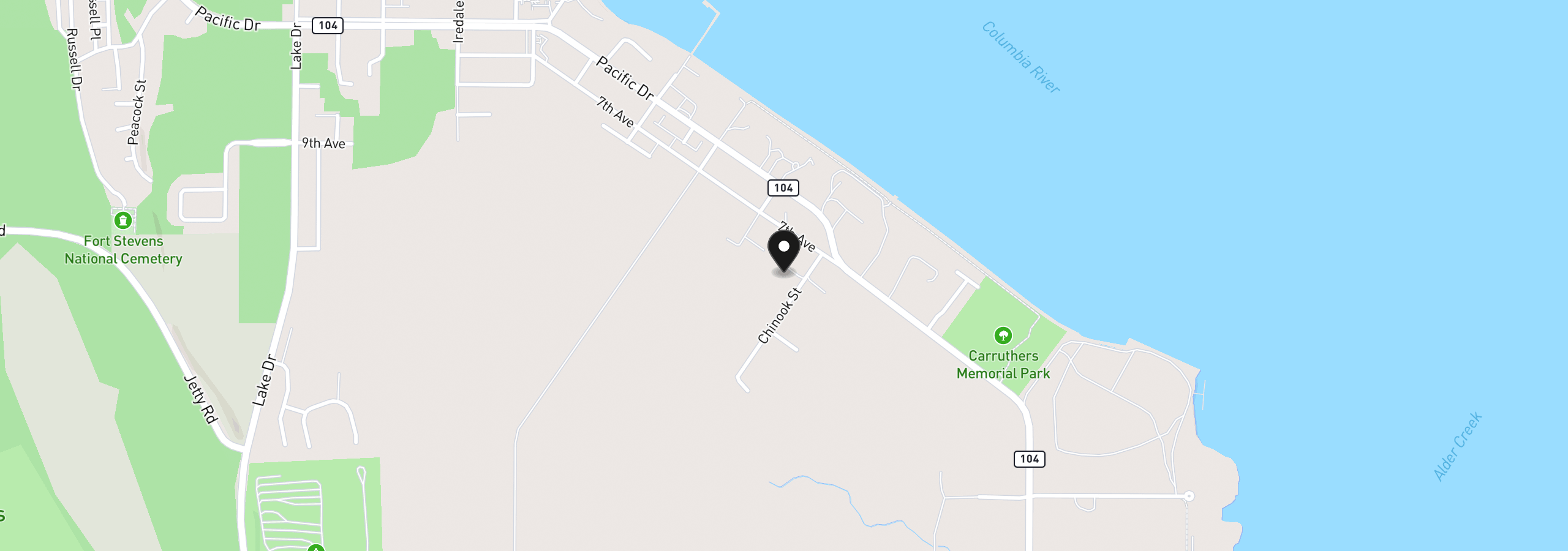Map showing the location of 330 8th Ave, Hammond, OR 97121