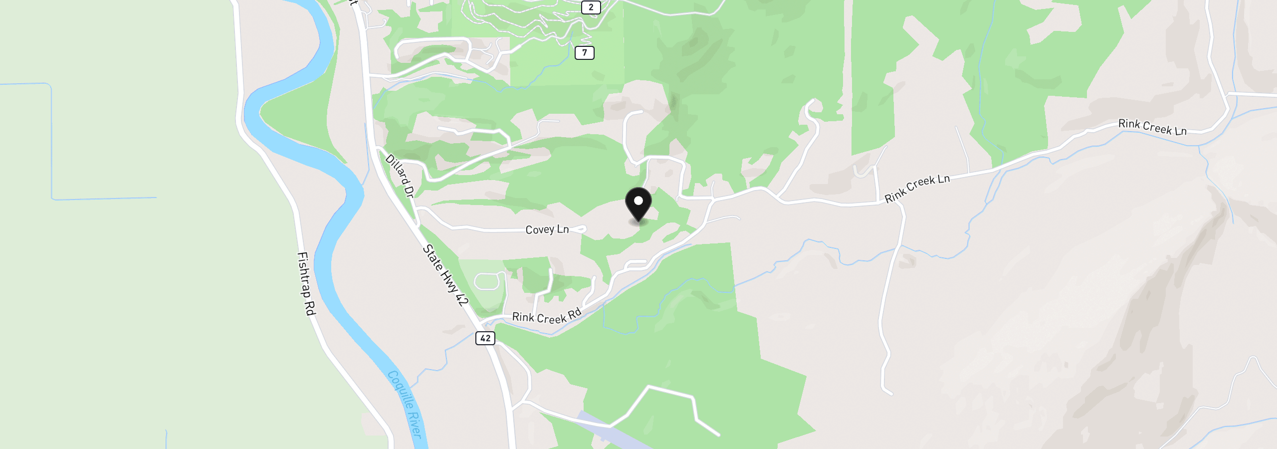 Map showing the location of 56671 Pleasant Hill Dr, Coquille, OR 97423