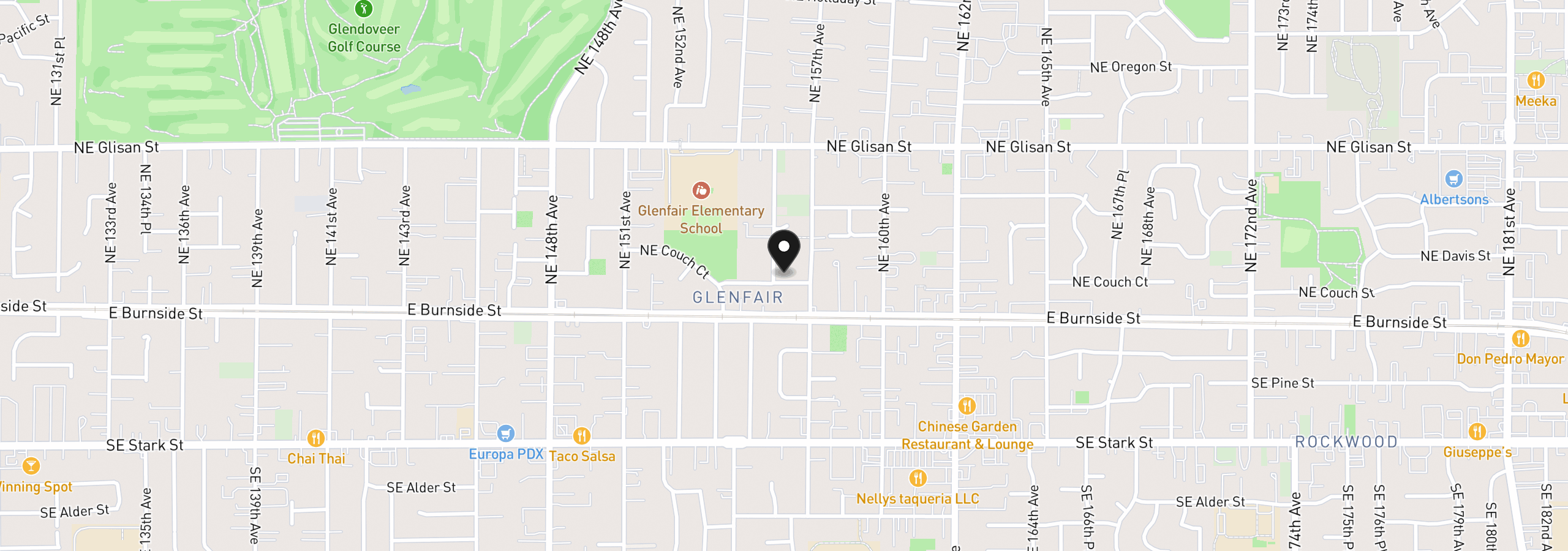Map showing the location of 102 NE 156th Ave, Portland, OR 97230