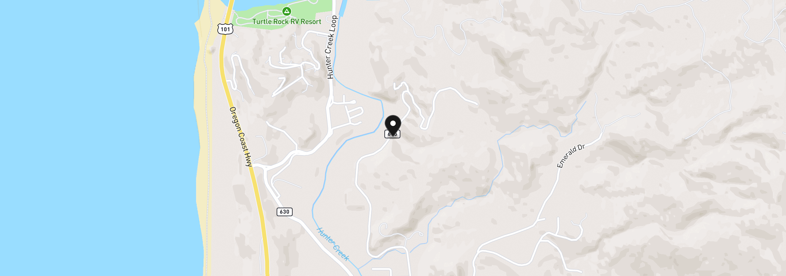 Map showing the location of 28515 Mateer Rd, Gold Beach, OR 97444
