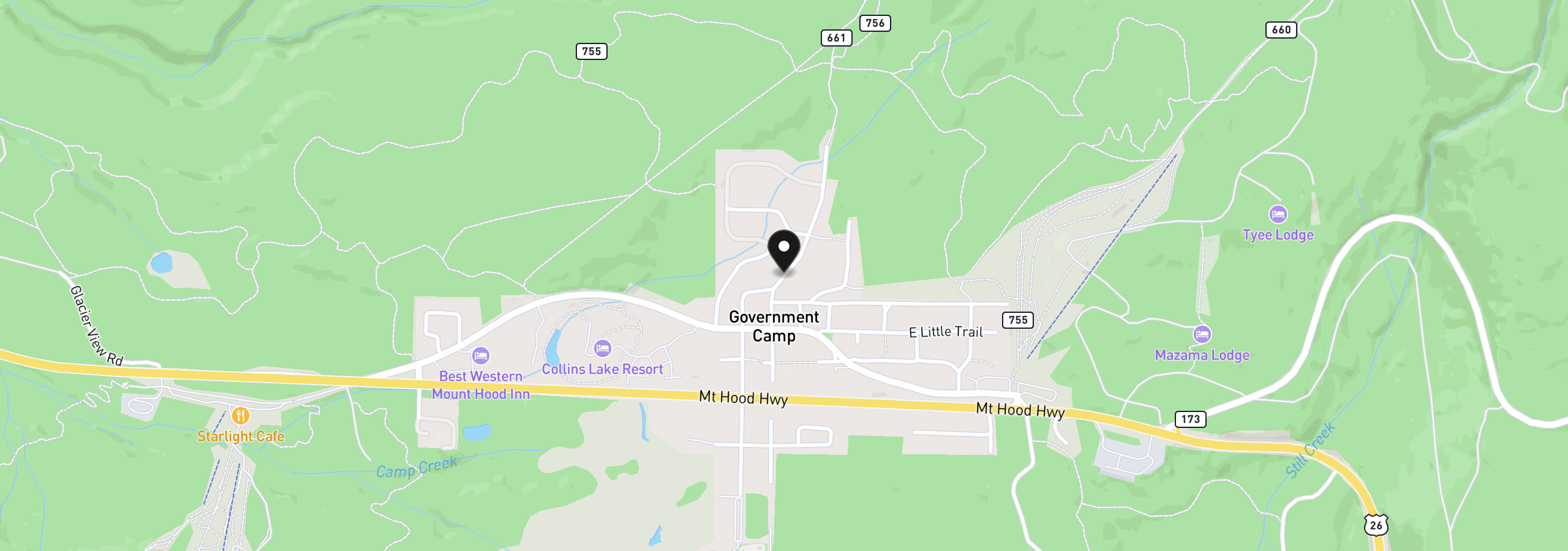 Map showing the location of 30397 E Blossom Trl, Government Camp, OR 97028