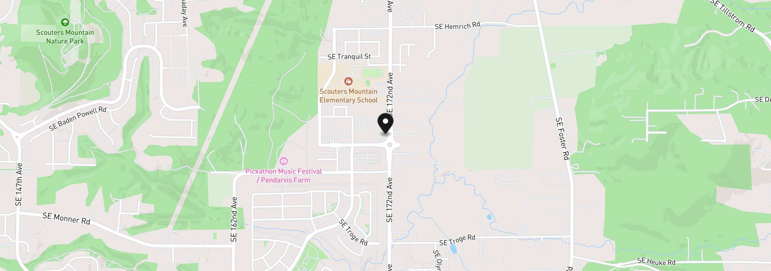 Map showing the location of 11245 SE 172nd Ave, Happy Valley, OR 97086