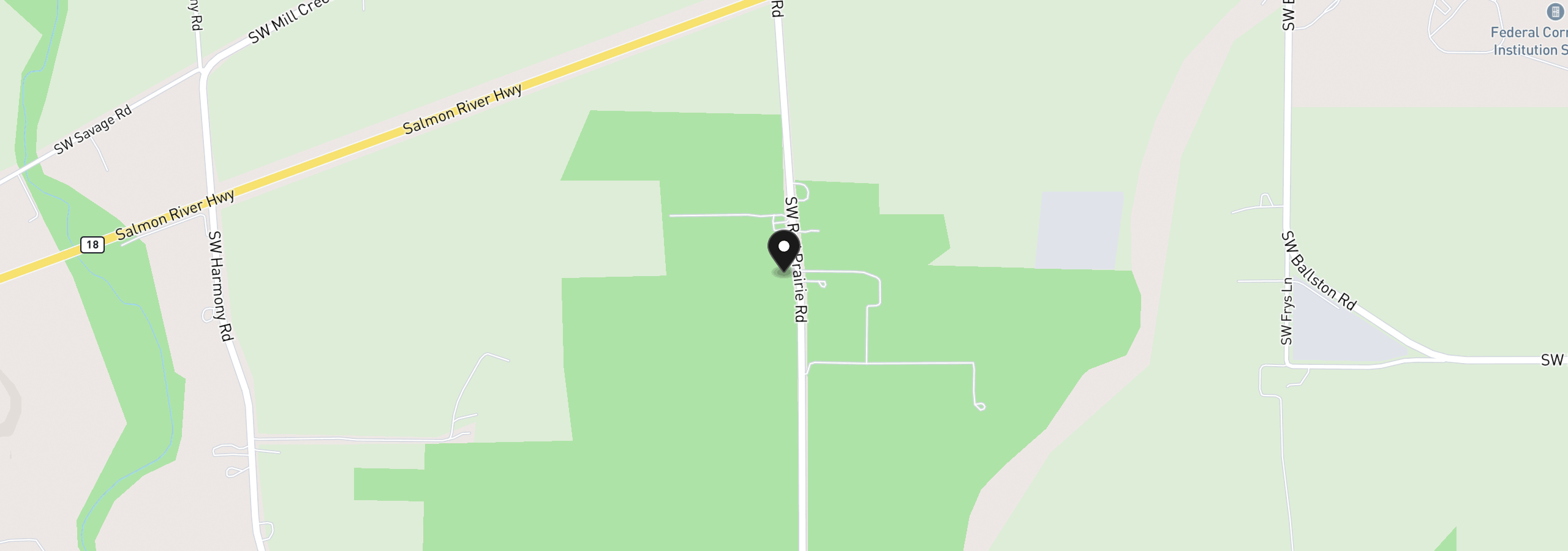 Map showing the location of 25110 SW Red Prairie Rd, Sheridan, OR 97378
