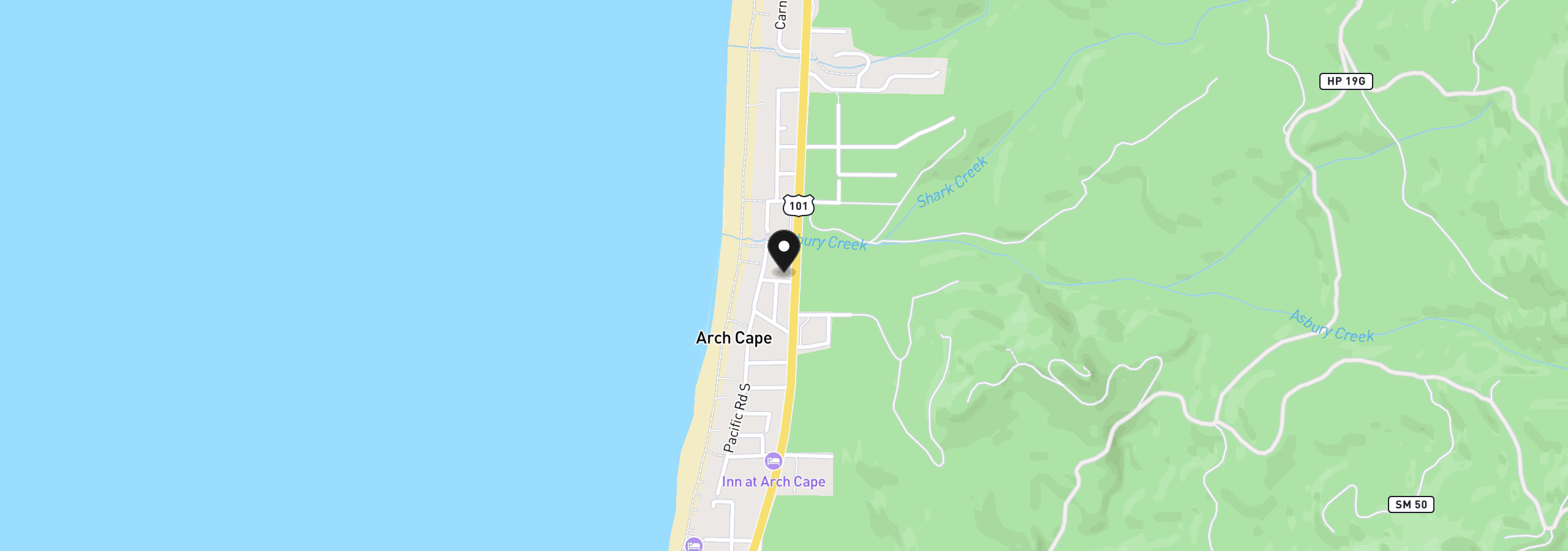 Map showing the location of 31969 Shanks Ln, Arch Cape, OR 97102