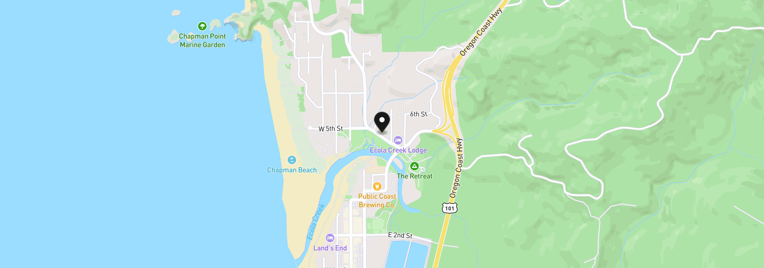 Map showing the location of 280 E 5th Ave, Cannon Beach, OR 97110