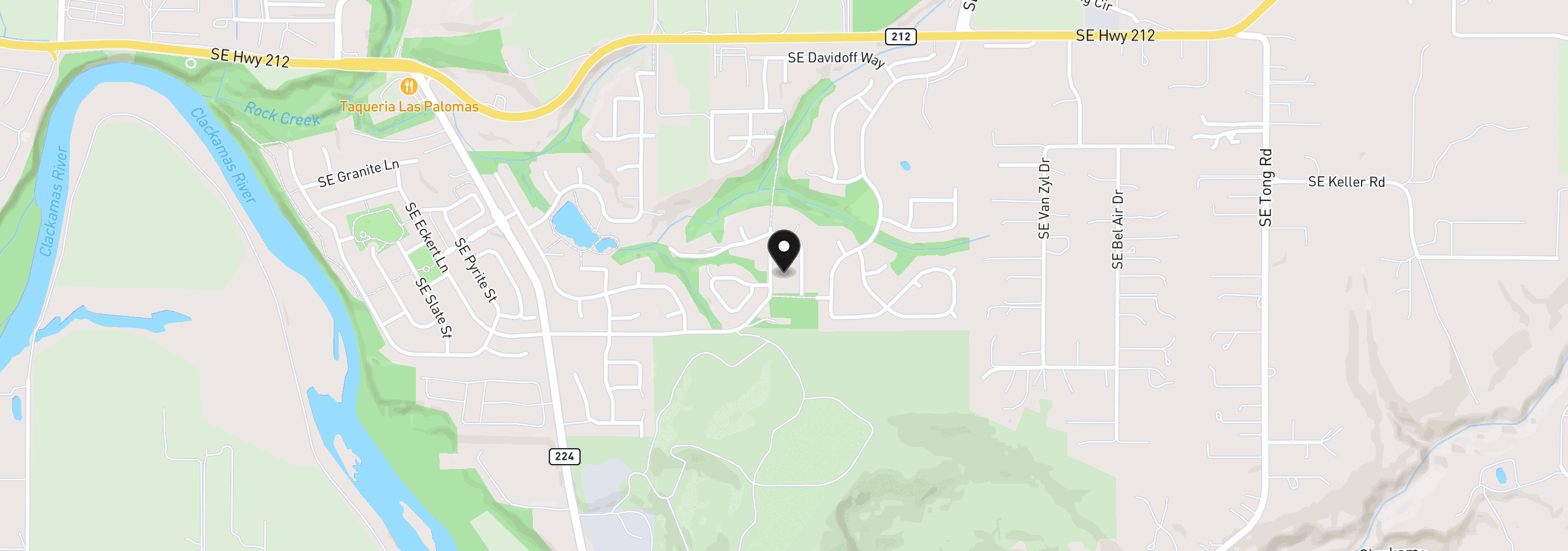 Map showing the location of 16300 SE Eckert Ln, Damascus, OR 97089
