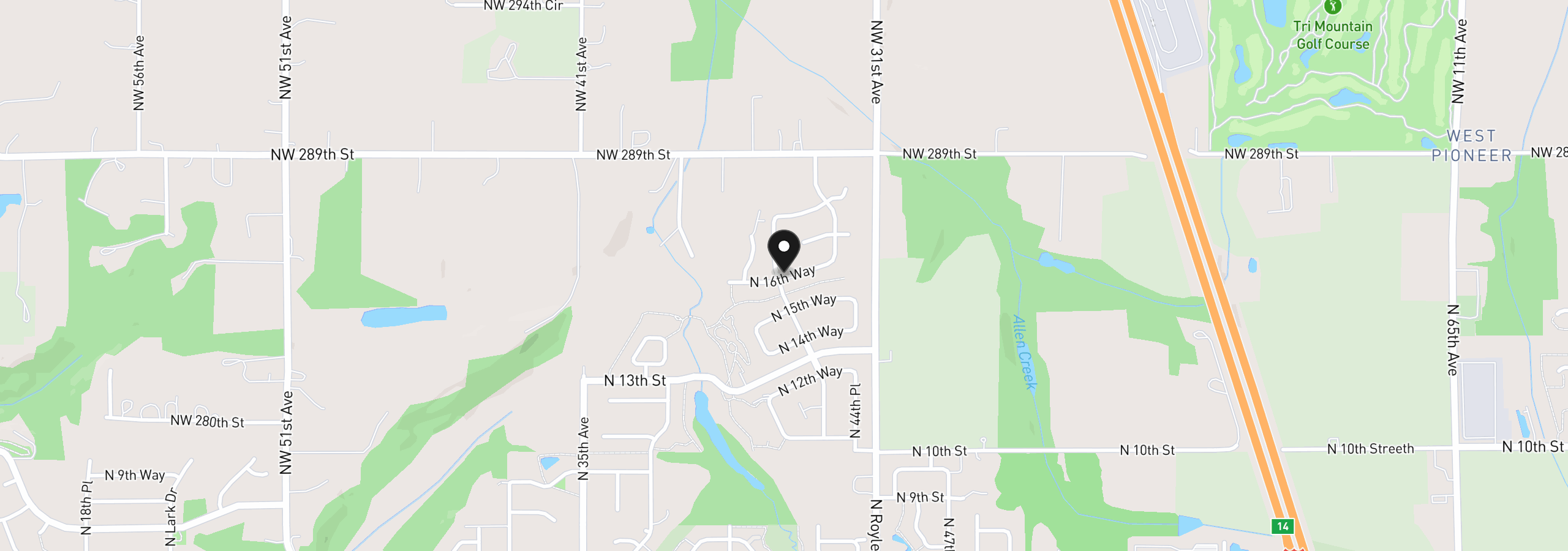 Map showing the location of 4214 N 16th Way, Ridgefield, Wa 98642