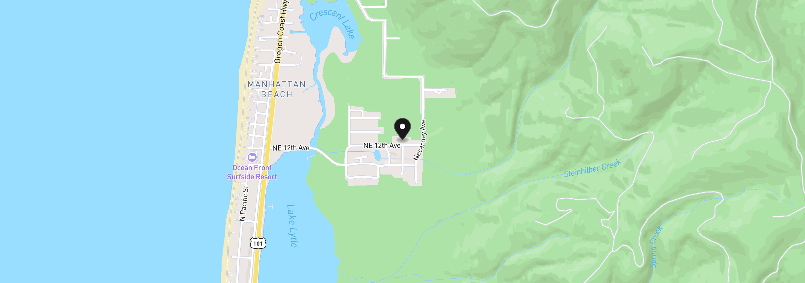 Map showing the location of 1076 NE 12th Ave, Rockaway Beach, OR 97136