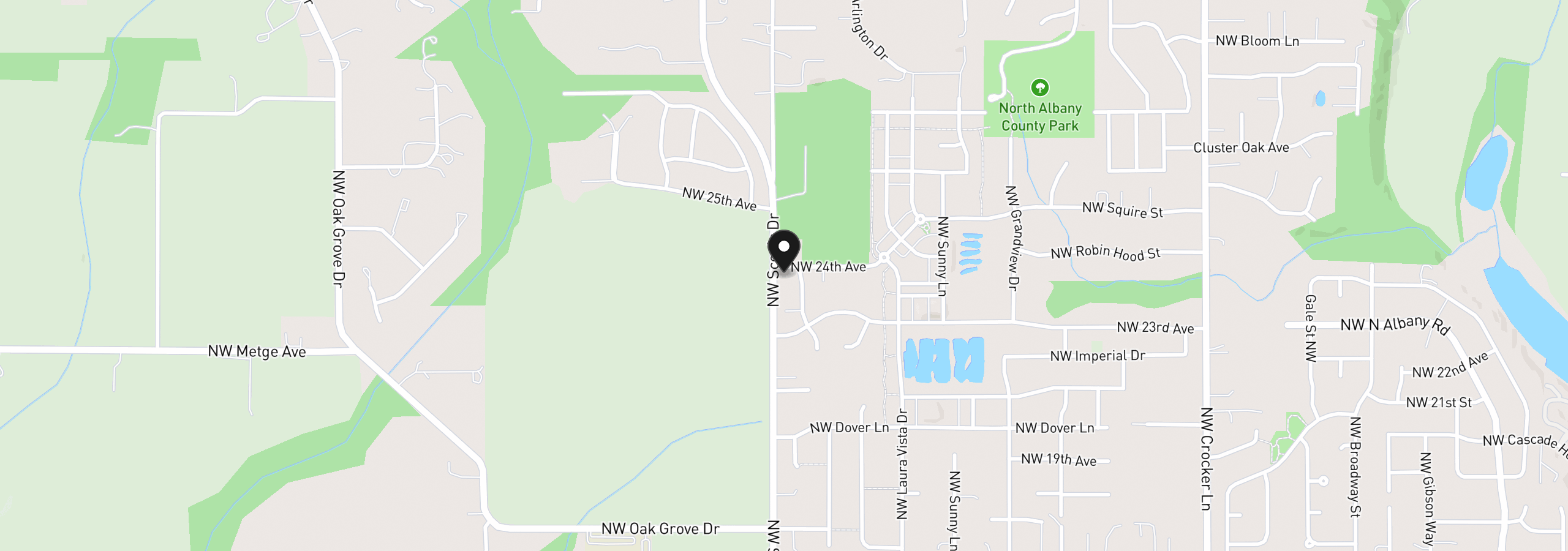 Map showing the location of 2389 NW Scenic Dr, Albany, OR 97321