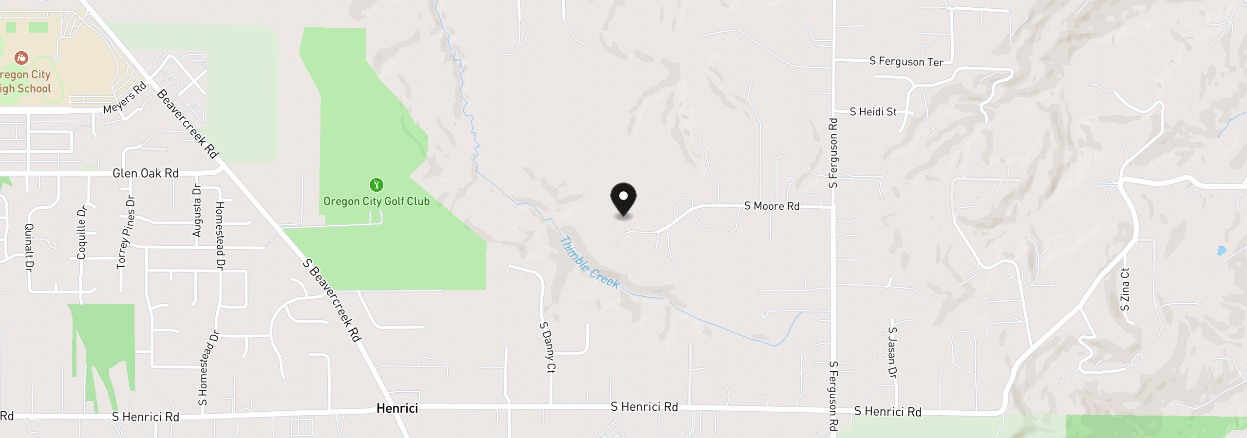 Map showing the location of 16081 S Moore Rd, Oregon City, OR 97045