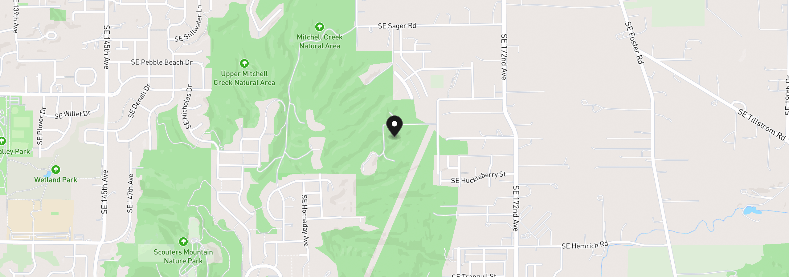 Map showing the location of 0 SE Maple Hill Ln, Happy Valley, OR 97086