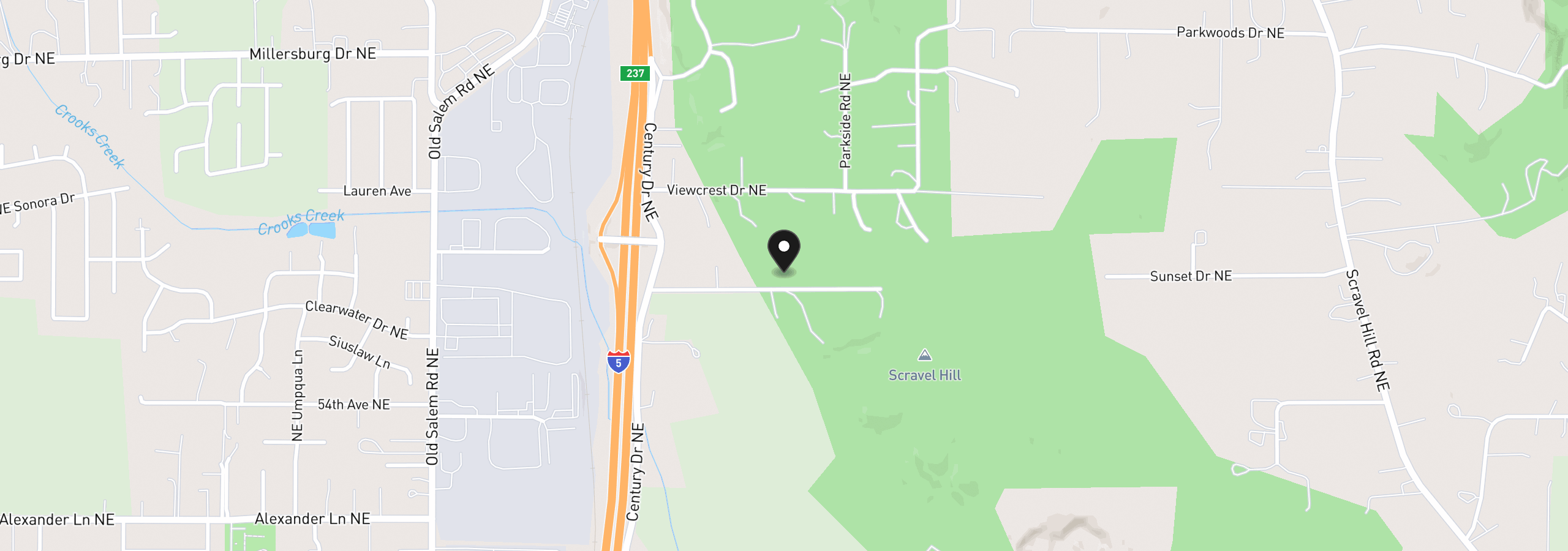 Map showing the location of NE Sunnyview Dr, Albany, OR 97322