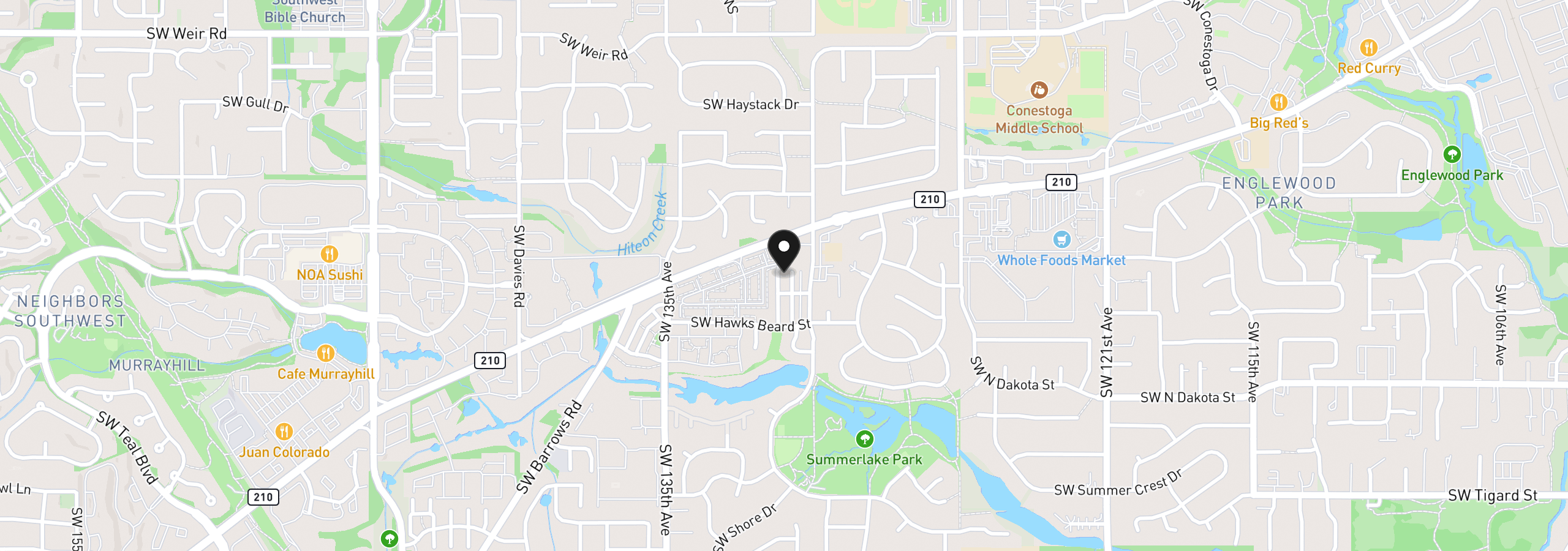 Map showing the location of 10820 SW Huntington Ave, Tigard, OR 97223