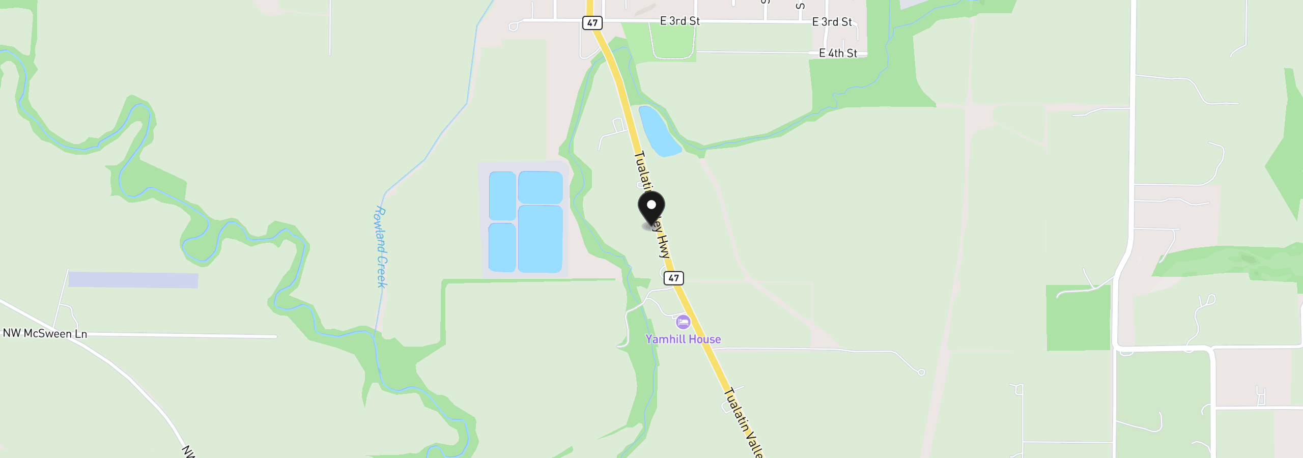 Map showing the location of 16201 Highway 47, Yamhill, OR 97148