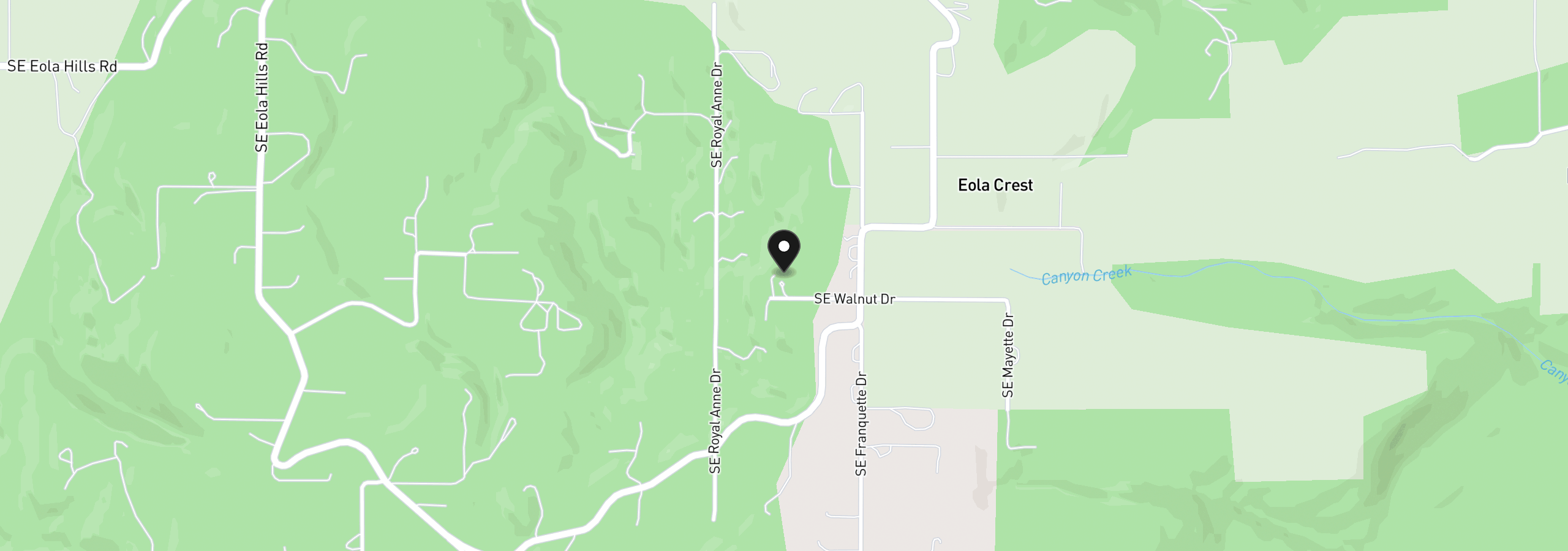 Map showing the location of 8801 SE Walnut Dr, Amity, OR 97101