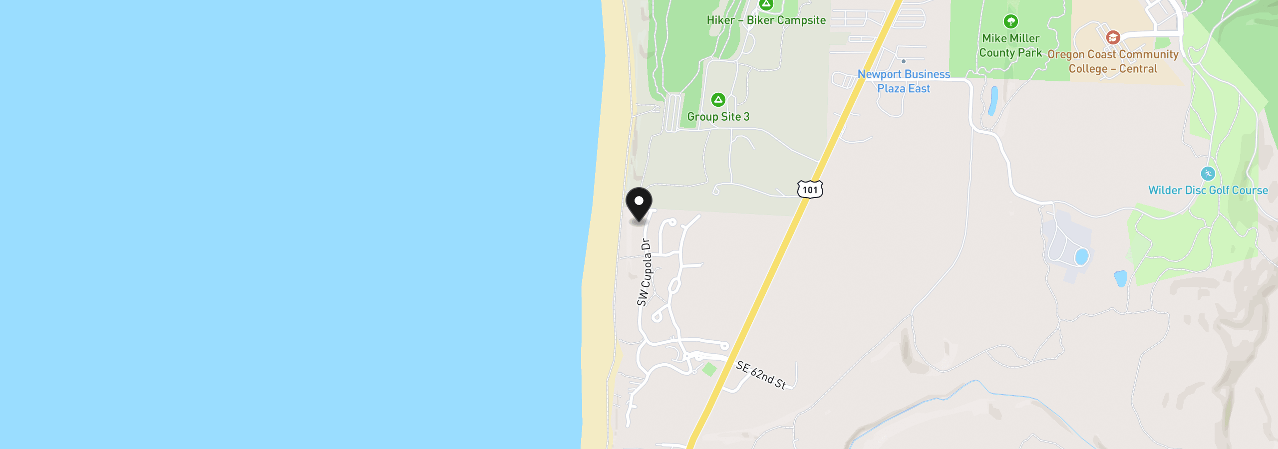 Map showing the location of SW Cupola Dr 8800, South Beach, OR 97366