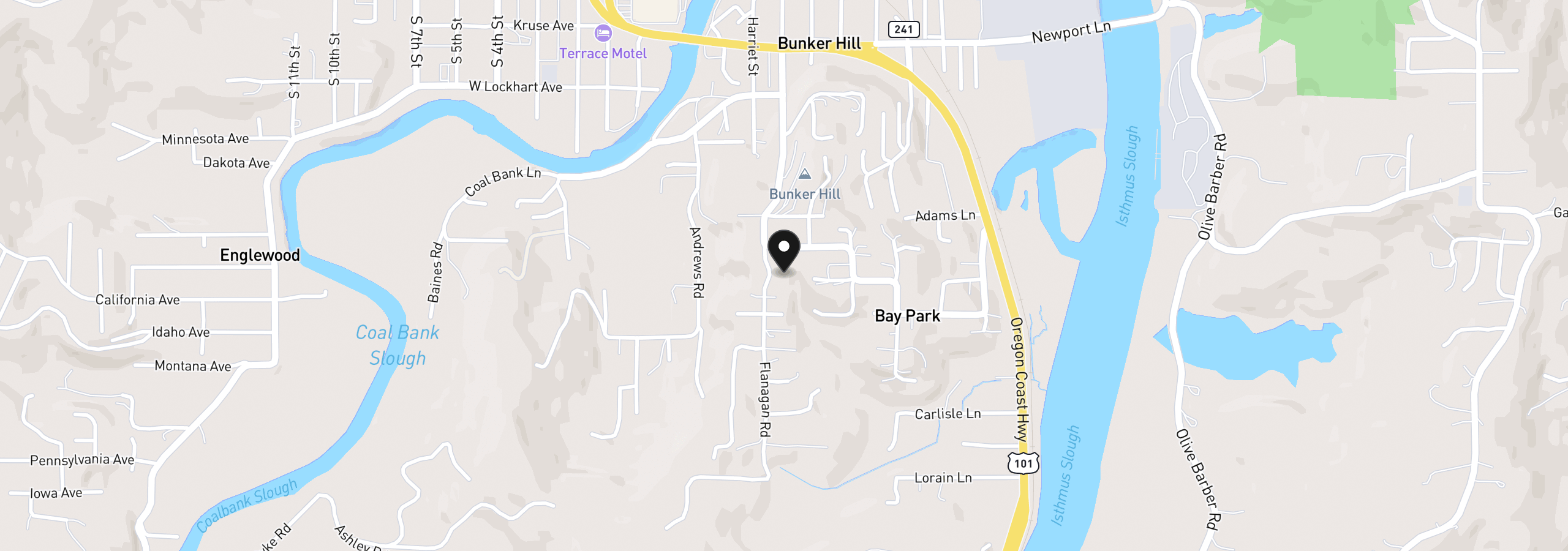 Map showing the location of 63533 Flanagan Rd, Coos Bay, OR 97420