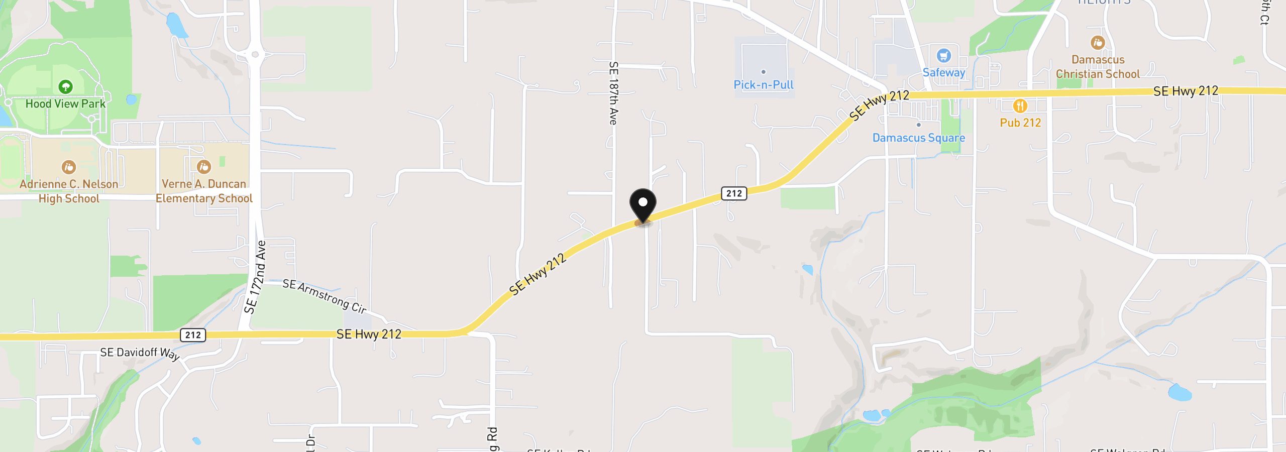 Map showing the location of 0 SE Hwy 212, Happy Valley, OR 97089
