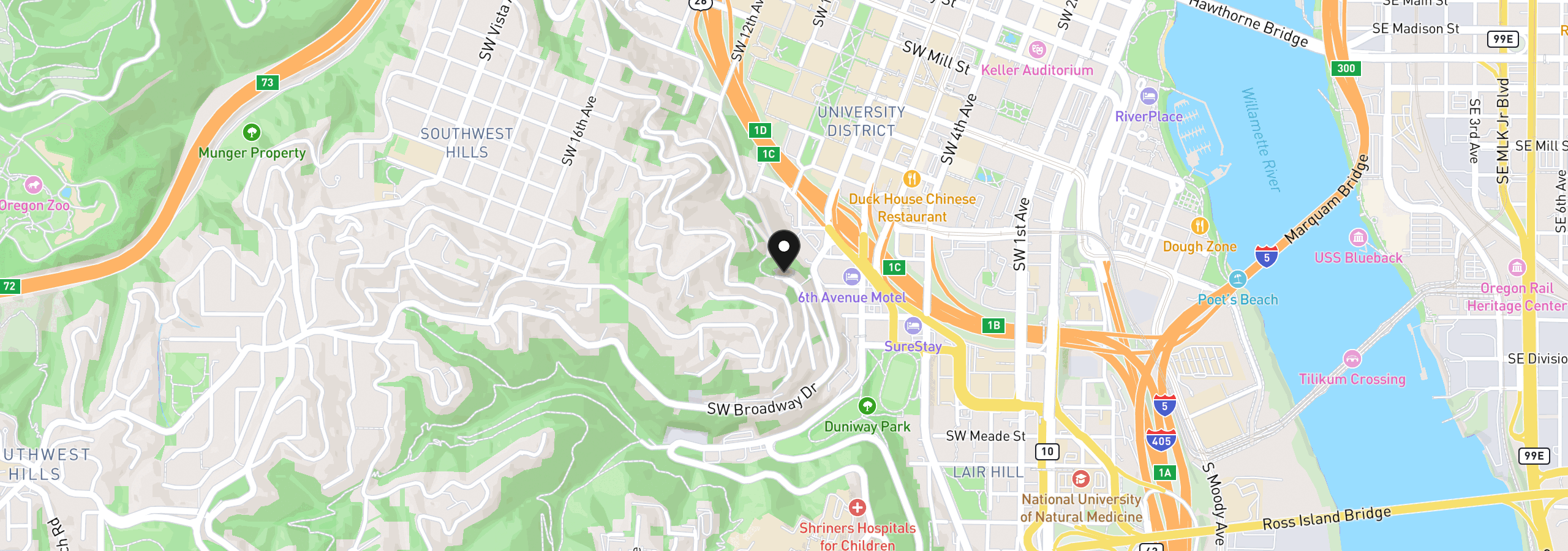Map showing the location of 2206 SW Hoffman Ave, Portland, OR 97201