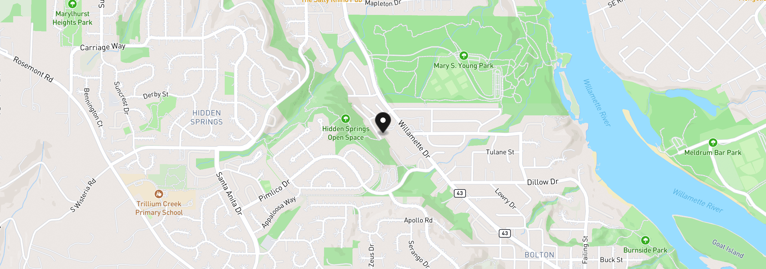 Map showing the location of 20130 Larkspur Ln 98, West Linn, OR 97068