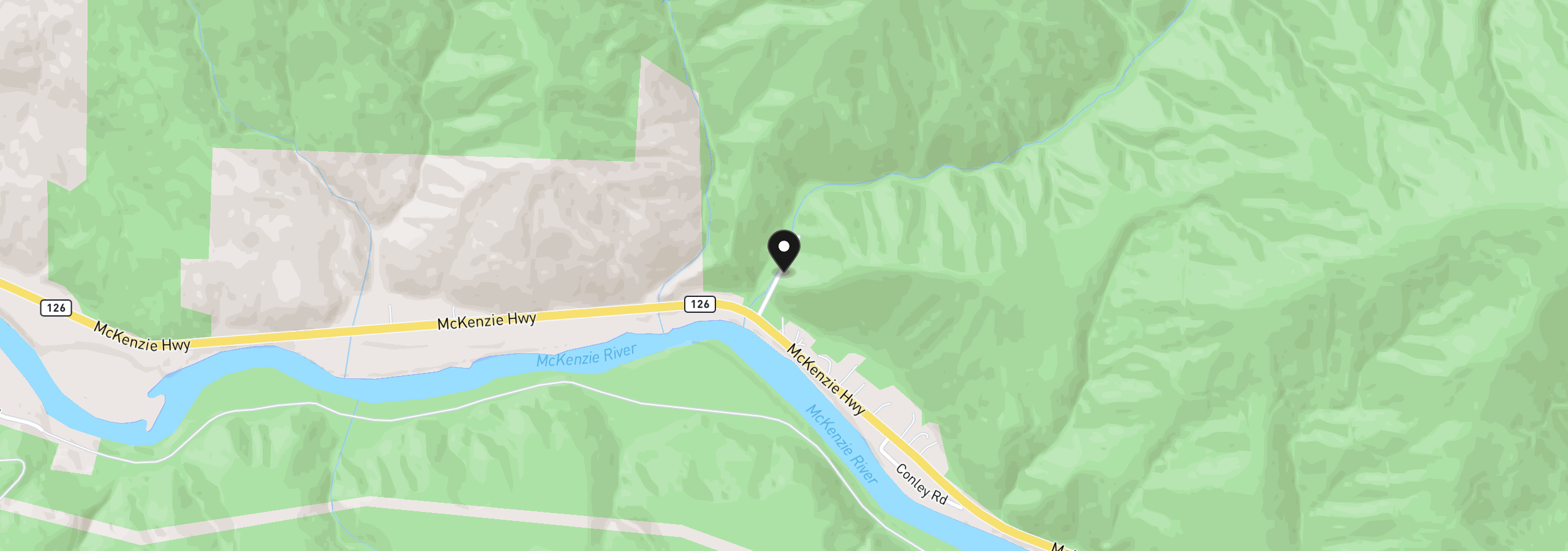 Map showing the location of 47975 87 McKenzie Hwy, Vida, OR 97488