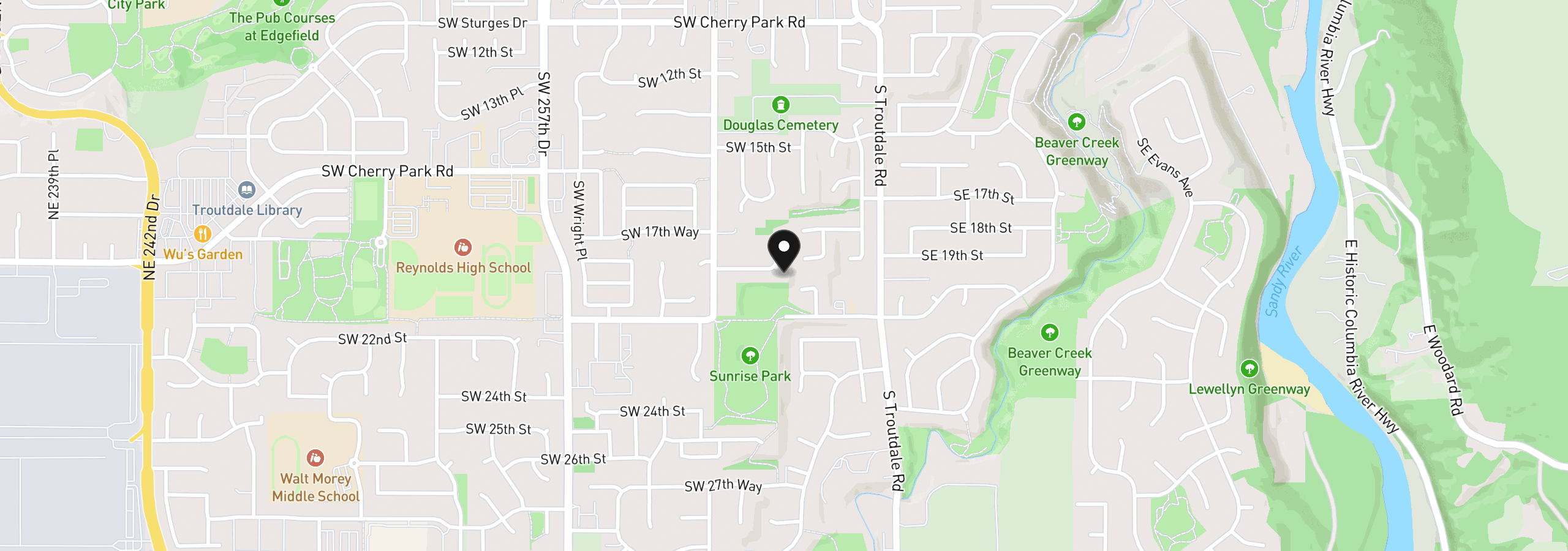 Map showing the location of 384 SW 19th Pl, Troutdale, OR 97060
