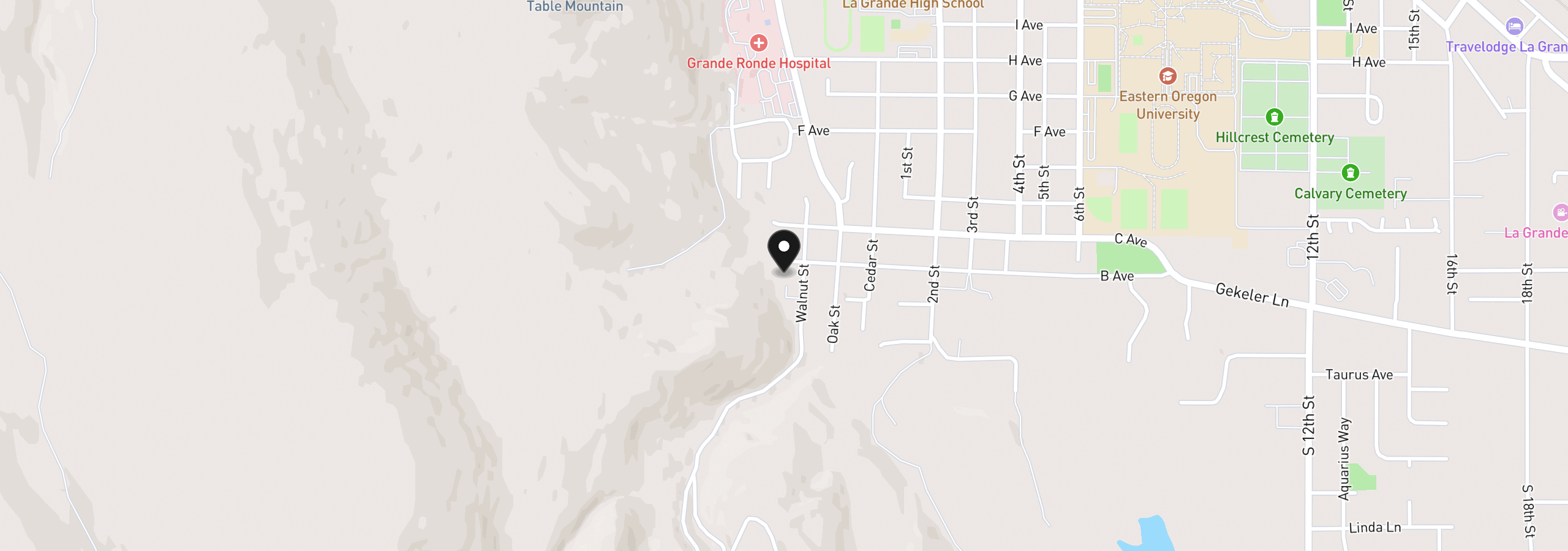 Map showing the location of 306 B Ave, La Grande, OR 97850