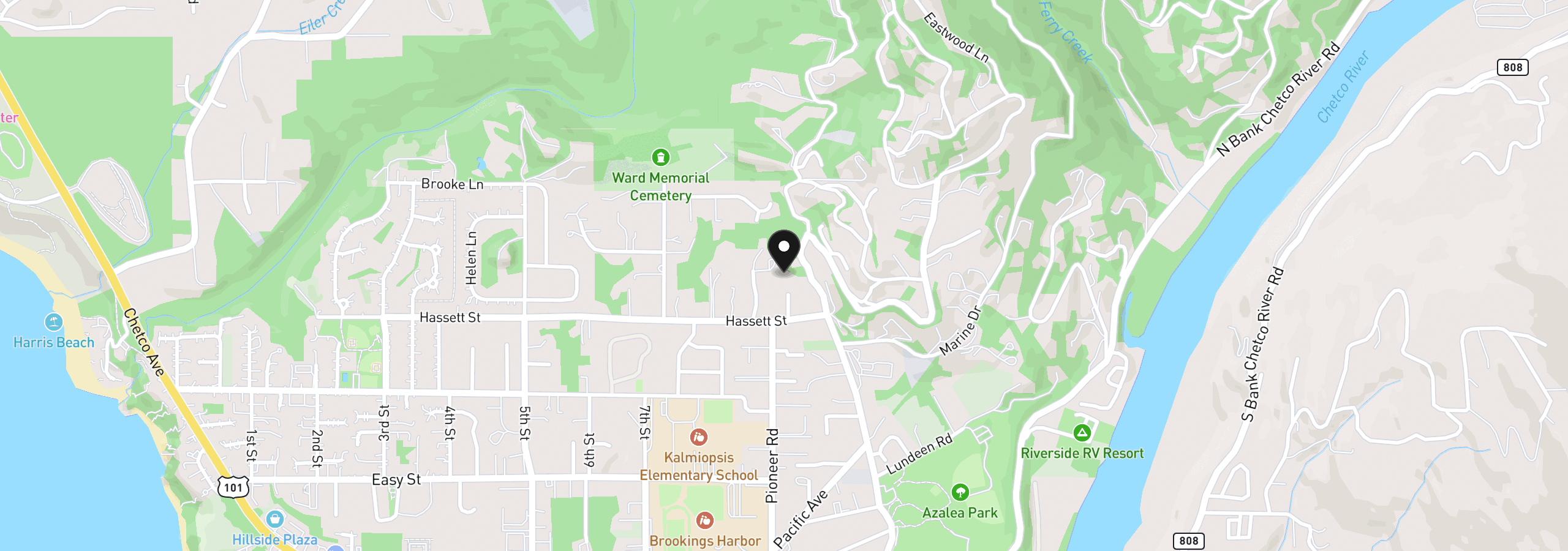 Map showing the location of 891 Joshua Ct, Brookings, OR 97415