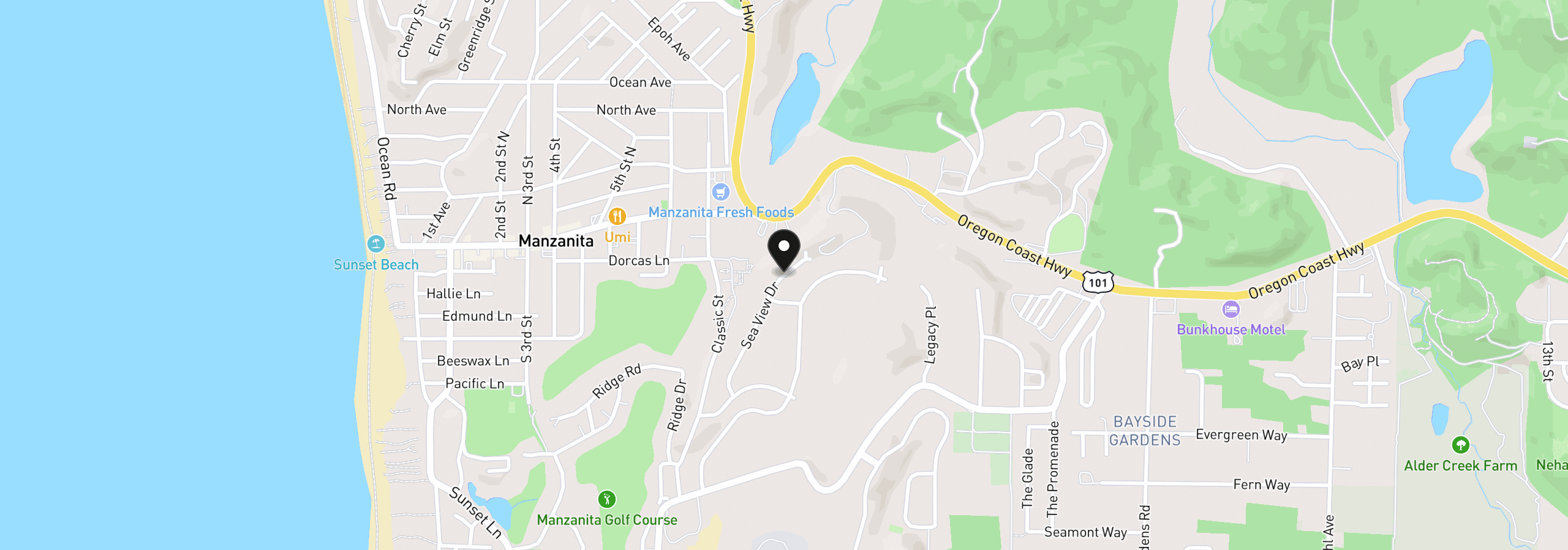 Map showing the location of 476 Sea View Dr 62, Manzanita, OR 97130