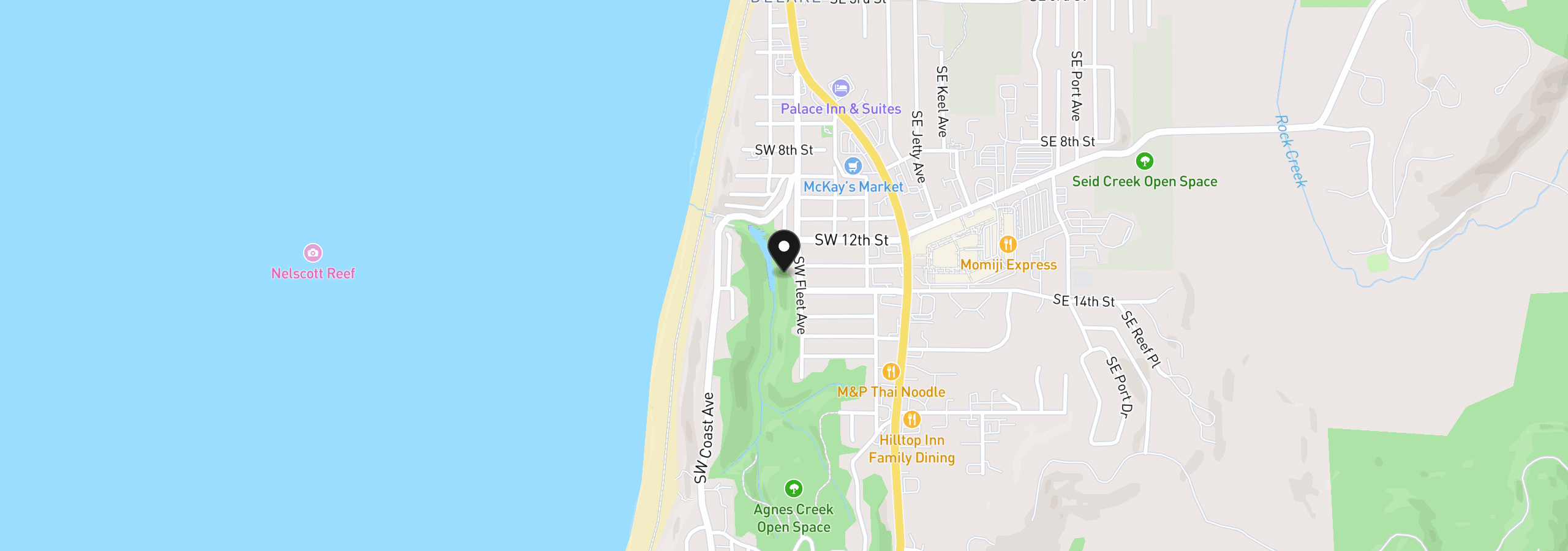Map showing the location of 1329 SW Fleet Ave, Lincoln City, OR 97367