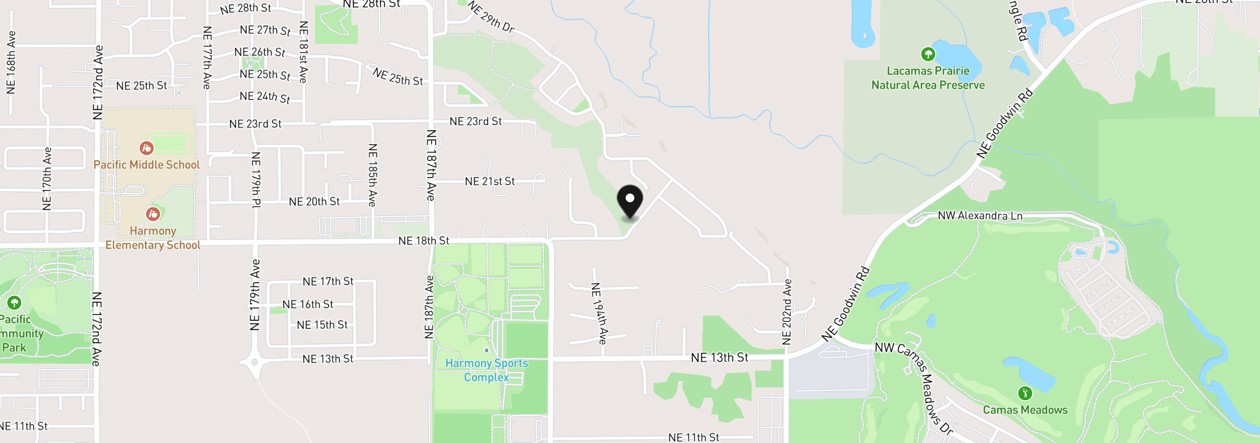 Map showing the location of 1817 NE 195th, Vancouver, Wa 98684